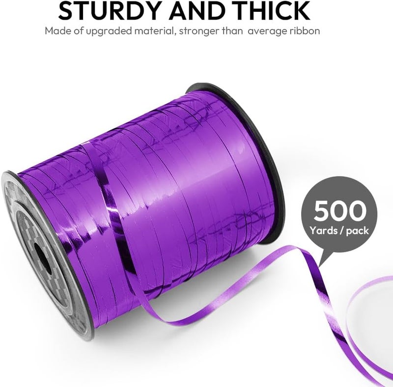 HimBen 500 Yards Curling Ribbon for Gift Wrapping, 3/16" Balloon String for Christmas Valentine Birthday Wedding Party Festival Decoration, Crafts, Flower Bouquet(Metallic Purple) - Image 2